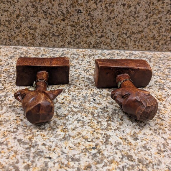 Pair of Vintage Hand Carved African People Wooden Sculptures - Picture 6 of 7